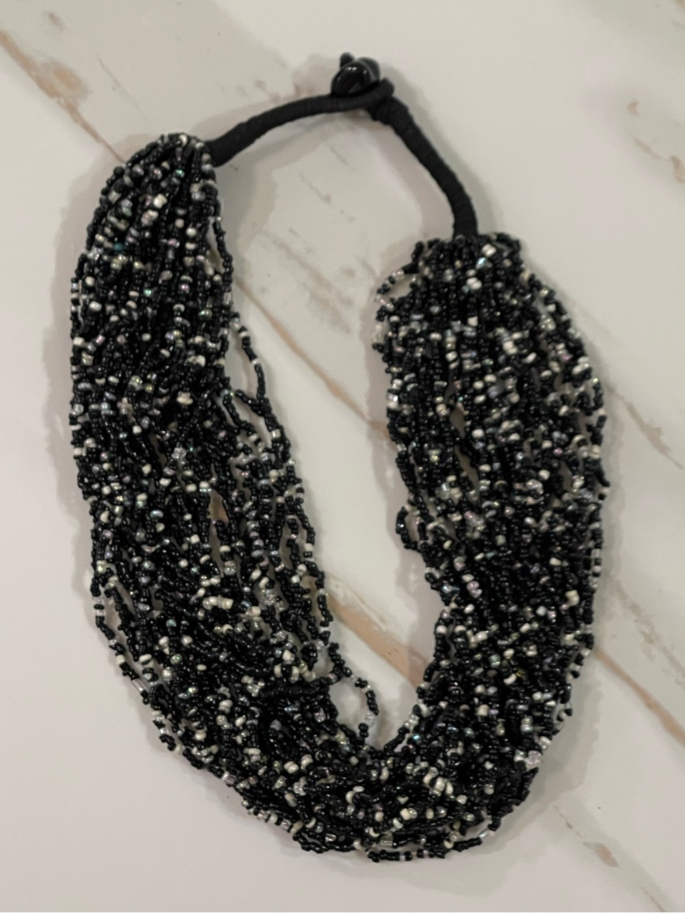 Boho beaded Black white statement necklace resort wear vacation festival summer!